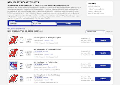 New Jersey Hockey Tickets